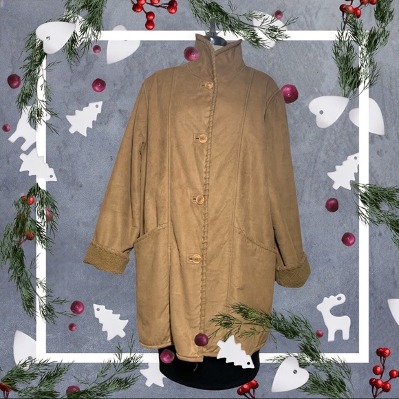 Penmanship Suede Fur Mid Long Winter Coat - Picture 3 of 14